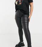 Only Curve Coated Skinny Jeans-black