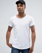 Esprit Longline T-shirt With Double Hem And Curve Bottom - White