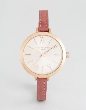 Elie Beaumont Pink Watch With Brushed Gold Dial - Pink