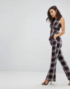 Prettylittlething Plaid Check Flare Pant - Multi