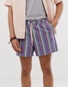 Asos Design Slim Shorter Shorts In Jacquard Stripe-blue