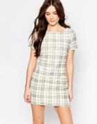 Hedonia Pia Shift Dress In Metallic Check - Cream