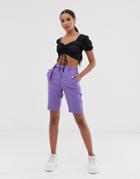 Asos Design City Shorts With Belt - Purple