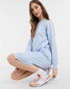 Monki Ida Midi Sweatshirt Dress In Blue-blues
