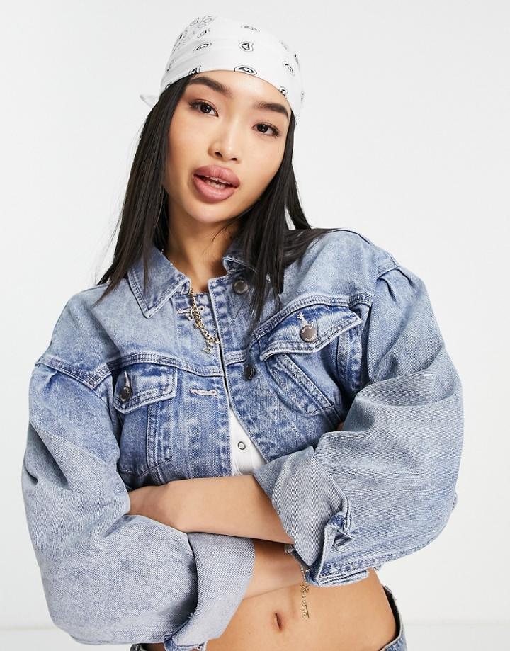 Hollister Balloon Sleeve Denim Jacket In Blue Wash