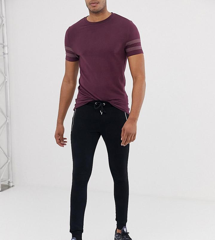 Asos Design Tall Super Skinny Sweatpants With Zips In Black