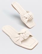 Stradivarius Padded Knot Flat Sandals In Cream-white