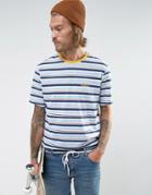 Asos Relaxed Retro Stripe T-shirt With Chest Embroidery - Multi