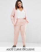 Asos Curve Ankle Grazer Cigarette Pant In Crepe - Pink
