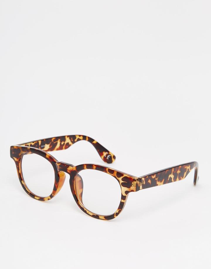 Asos Tortoise Clear Lens Glasses - Tort