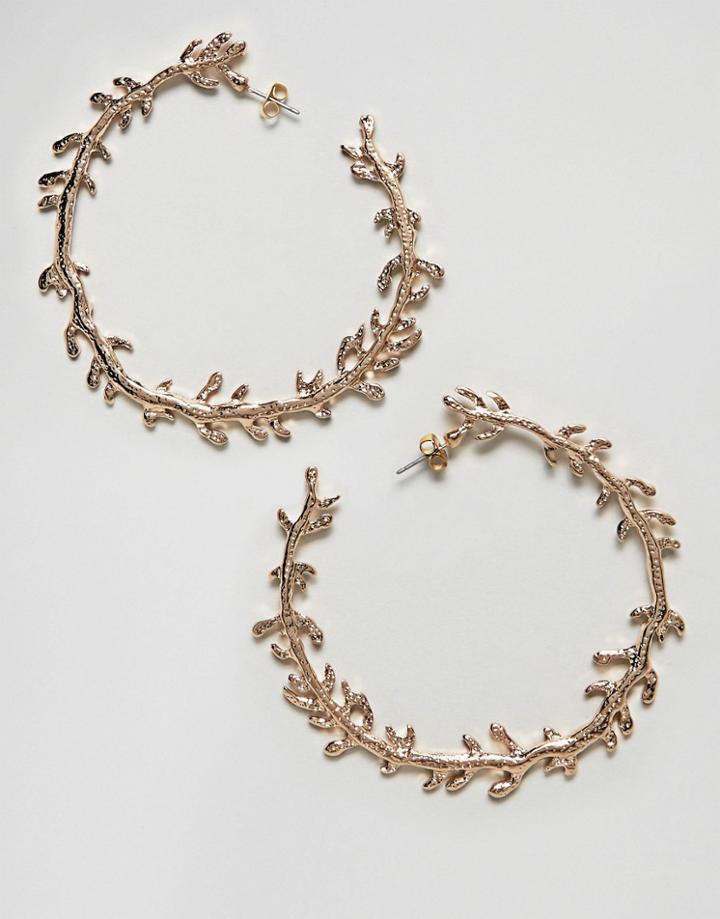 Nylon Twig Hoop Earrings - Gold