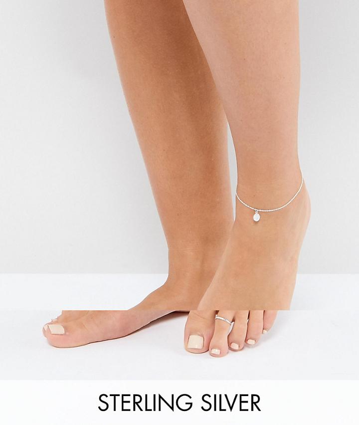 Asos Design Sterling Silver Pack Of 2 Chain Anklet And Twist Toe Ring - Silver