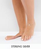 Asos Design Sterling Silver Pack Of 2 Chain Anklet And Twist Toe Ring - Silver