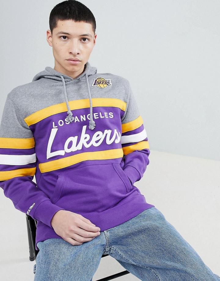 Mitchell & Ness Nba Lakers Panel Hoodie In Purple - Purple