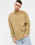 New Look Oversized Twill Shirt In Brown
