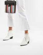 Faith Bud Studded Heeled Ankle Boots - White