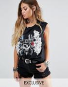 Reclaimed Vintage Oversized Guns N' Roses T-shirt With Sequin Patches - Black