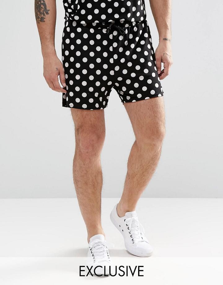 Reclaimed Vintage Shorts In Polka Dot Print - Black
