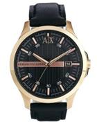 Armani Exchange Black Leather Strap Watch Ax2129 - Brown