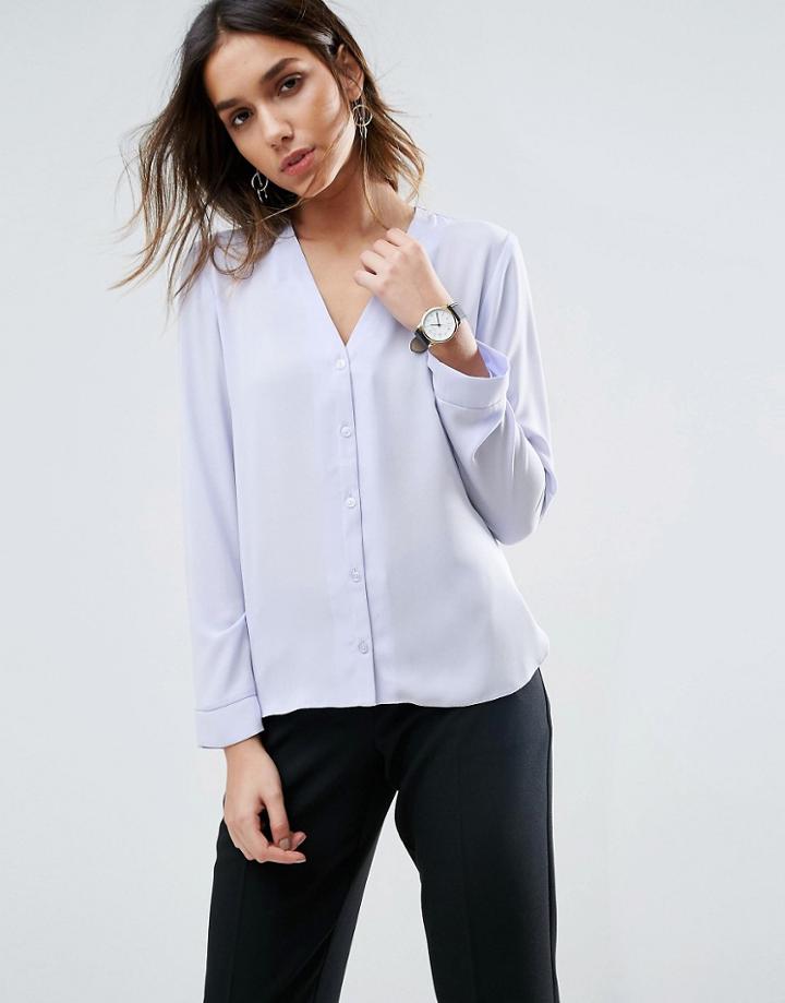 Asos V Neck Blouse - Purple