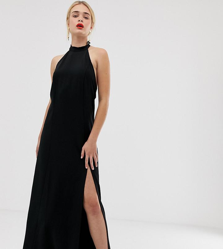 Stradivarius Halter Neck Dress In Black - Black
