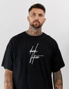 Asos Design Oversized Black T-shirt With Dark Future Logo