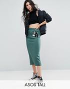 Asos Tall Midi Sweat Skirt With Badging Detail - Green