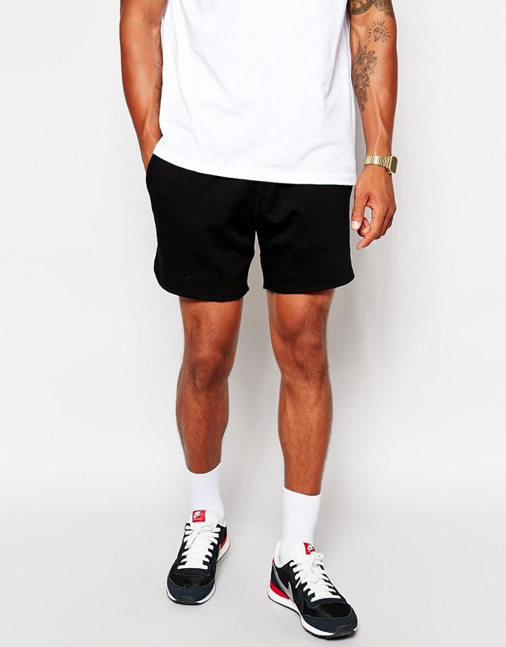 Asos Jersey Runner Shorts In Black - Black