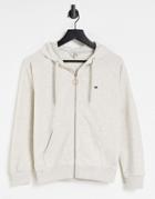 Lee Zip Up Ring Detail Logo Hoodie In Light Gray-grey