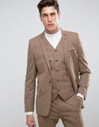 Asos Skinny Suit Jacket In Latte Brown - Brown