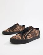 Asos Design Plimsolls In Leopard Print - Black