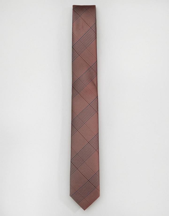 Gianni Feraud Bronze Houndstooth Tie - Orange