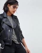 Allsaints Leather Balfern Biker Jacket-black