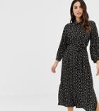 Fashion Union Midi Shirt Dress In Floral Heart Print-black