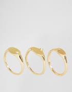 Pieces Gem Multi Pack Rings - Gold