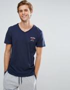 Tommy Hilfiger V-neck T-shirt Chest Logo In Navy - Navy