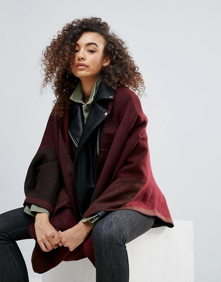 Nali Two Tone Cape Scarf - Red