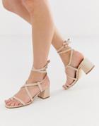 Truffle Collection Toe Loop Tie Leg Heeled Sandals - Beige