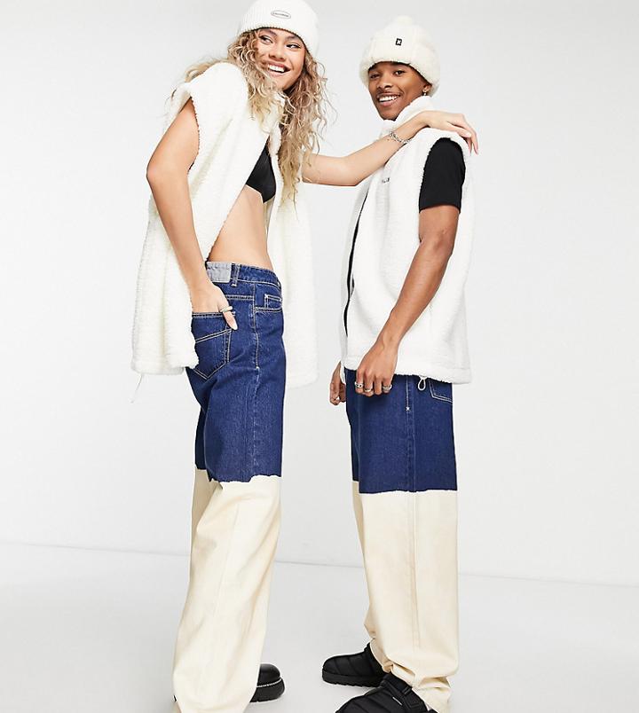 Collusion X000 Unisex 90s Straight Leg Jeans In Dip Dye Wash-blues
