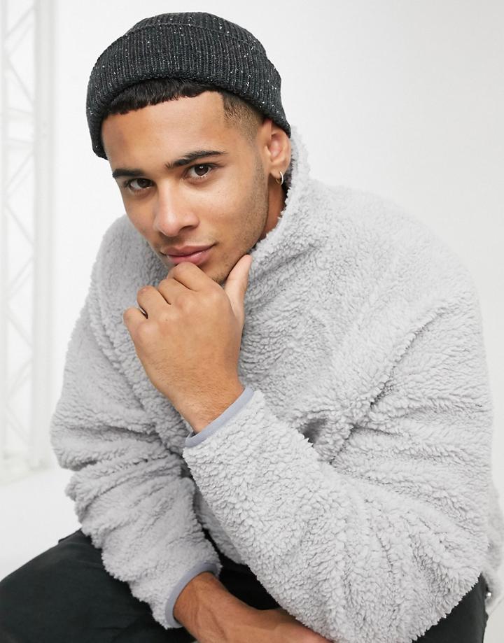 Asos Design Mini Fisherman Beanie In Black Nepp