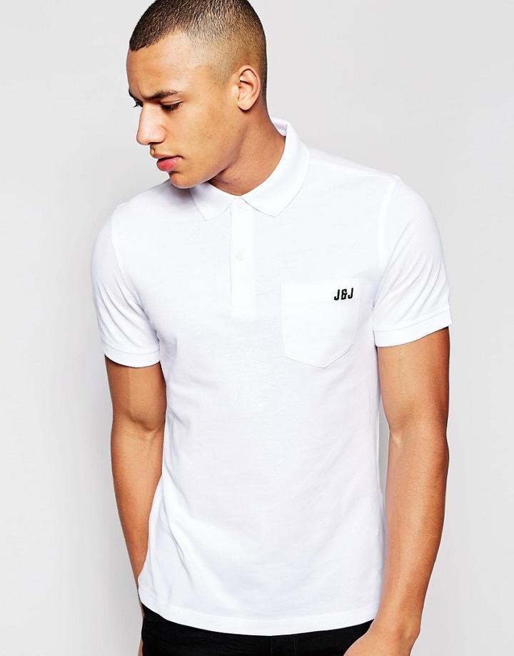 Jack & Jones Pique Polo Shirt With Pocket - White