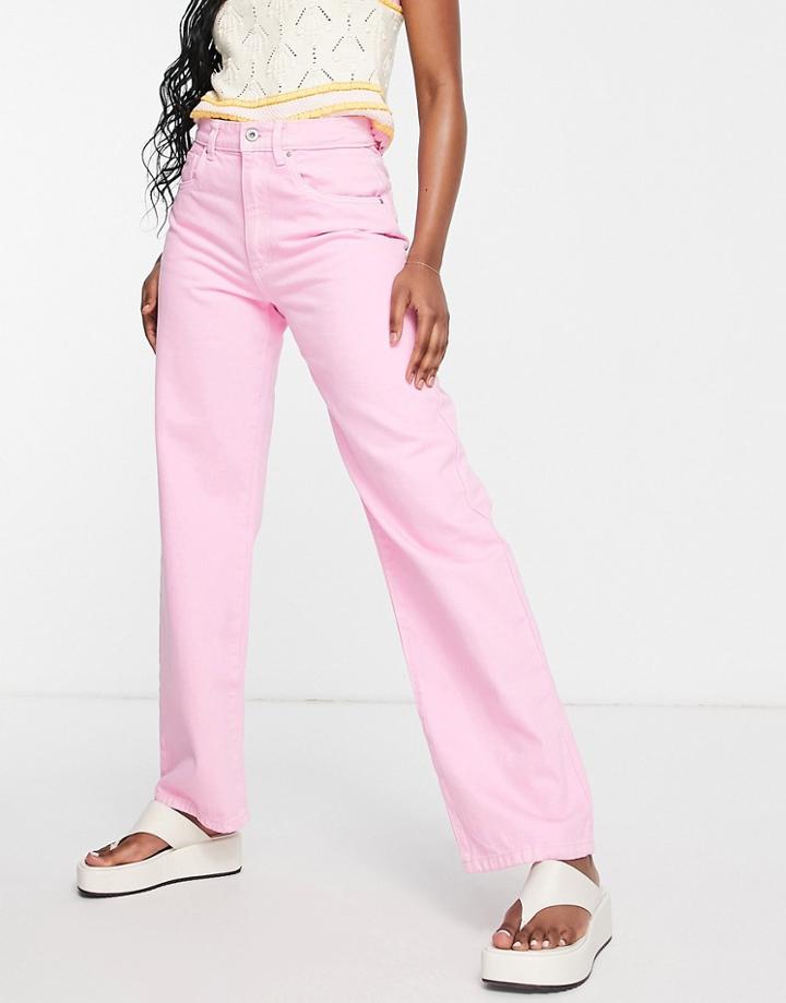 Cotton: On Loose Straight Leg Jeans In Dusty Pink
