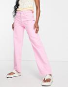 Cotton: On Loose Straight Leg Jeans In Dusty Pink