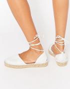 Asos Joyful Tie Leg Espadrilles - White