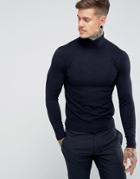 Gianni Feraud Premium Roll Neck Fine Gauge Sweater - Navy