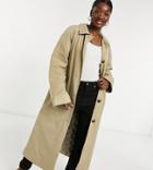 Asos Design Tall Boyfriend Trench With Quilted Liner In Stone-neutral