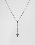 Asos Rosary Cross Y Necklace - Multi