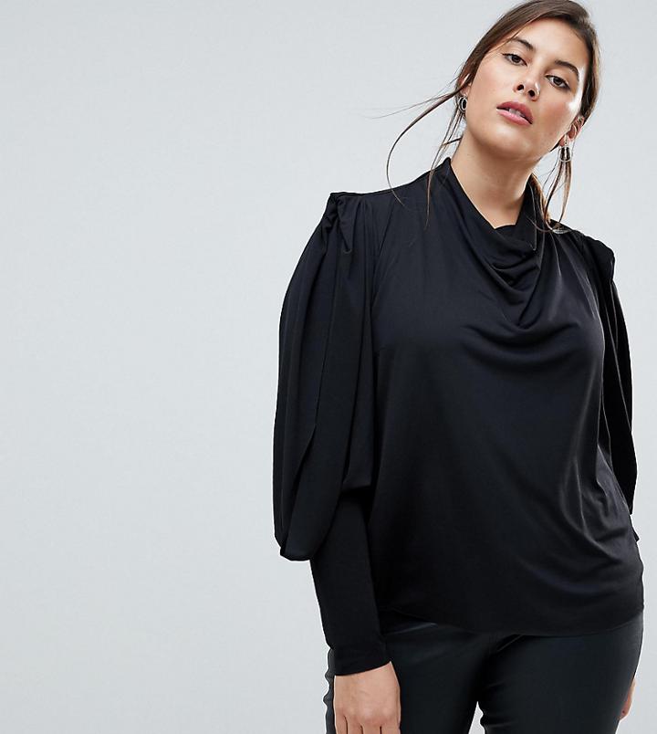 Asos Curve Top With Split Sleeve Detail - Black