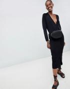 Asos White Button Detail Knit Dress-black