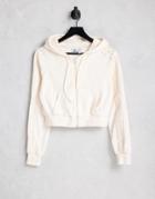 Adidas Originals 'relaxed Risque' Velour Zip Through Hoodie In Off White